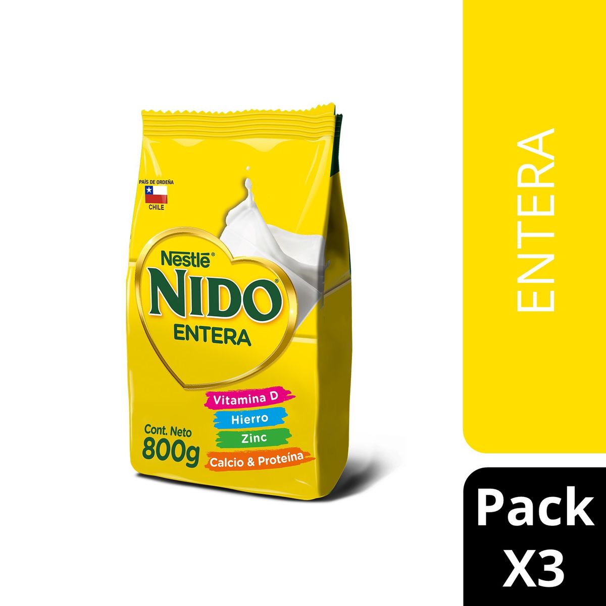 NIDO - Leche En Polvo Nido® Entera Bolsa 800g Pack X3