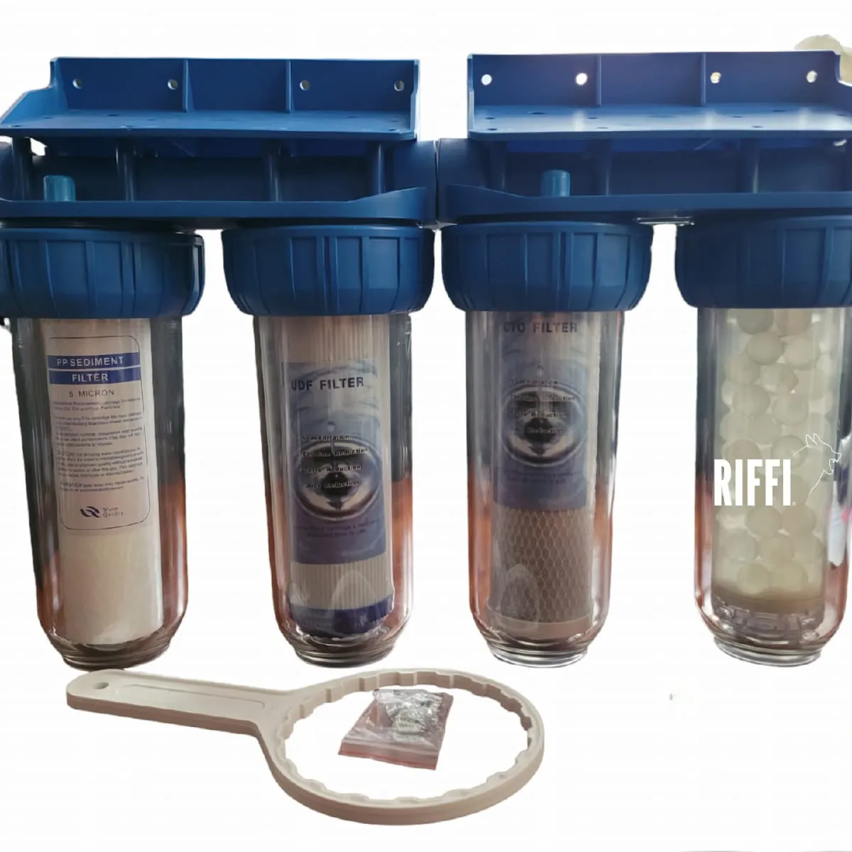 GENERICO - Filtro de agua 4 etapas anti sarro 10" x 2.5" - 2.75" polifosfato