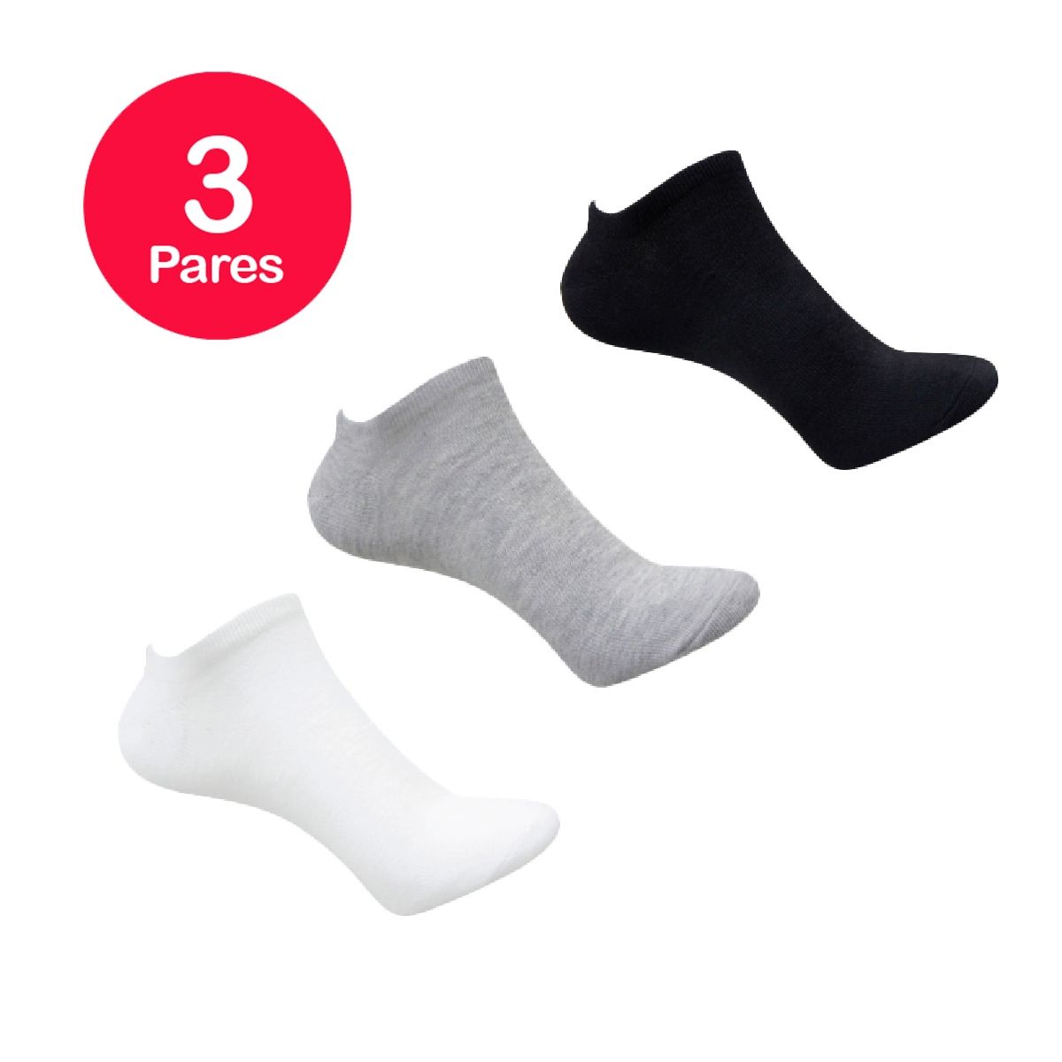 MIKE'S - Calcetín Varón Tobillo Mike`s Pack 3 Blanco Negro Gris MIKE'S