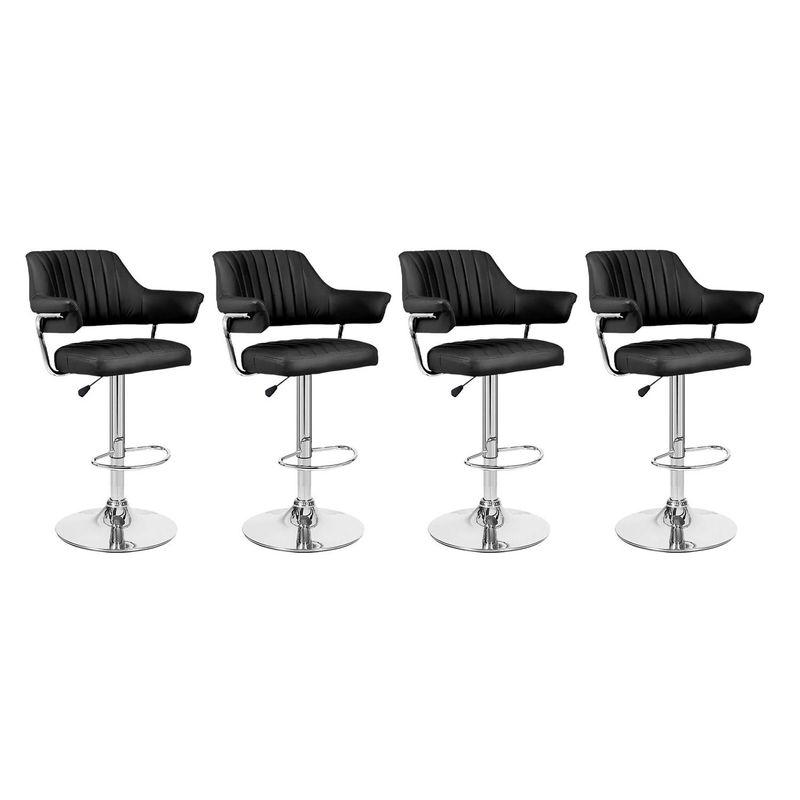 GLOBAL LATIN GROUP - Pack 4 Silla Piso Bar con Respaldo y Posa Brazos - Negro