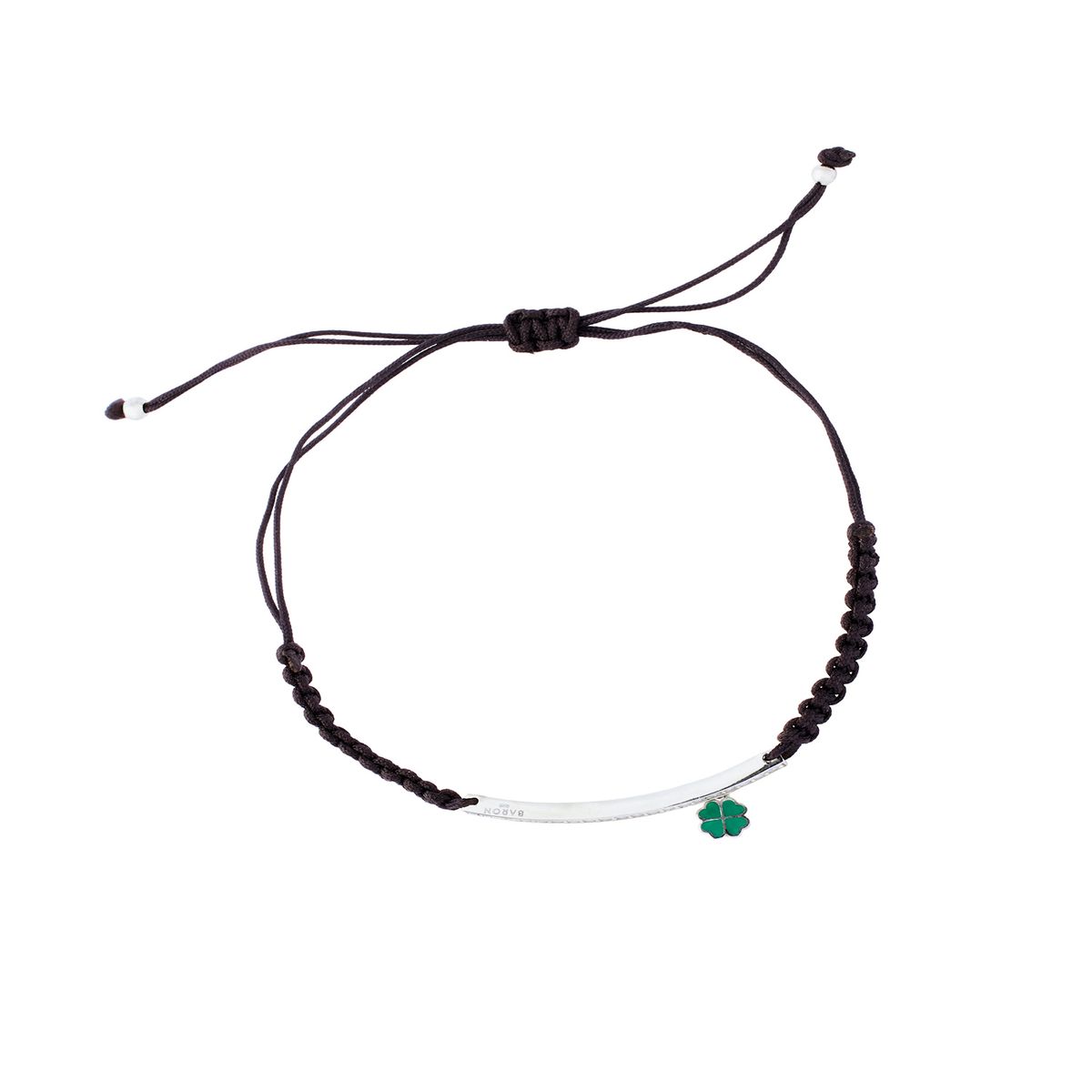 JB JOYAS BARON - Pulsera de Plata Esterlina 925 Hilo Negro Trebol