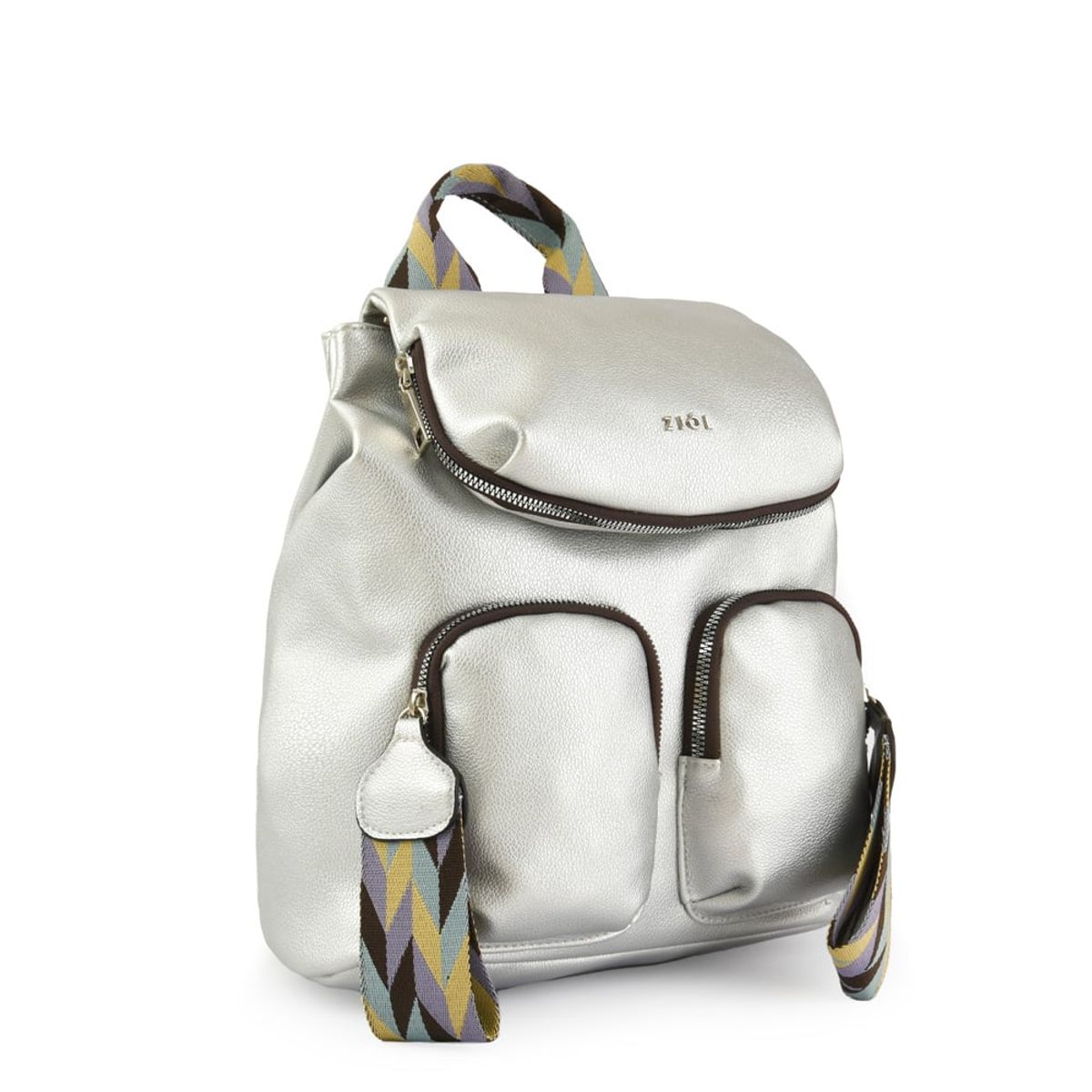 ZIOL - Mochila con tapa colinne mediana plateado