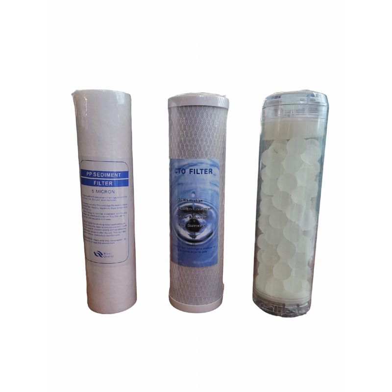 GENERICO - Kit repuesto filtro de agua triple 10x25 polifosfato