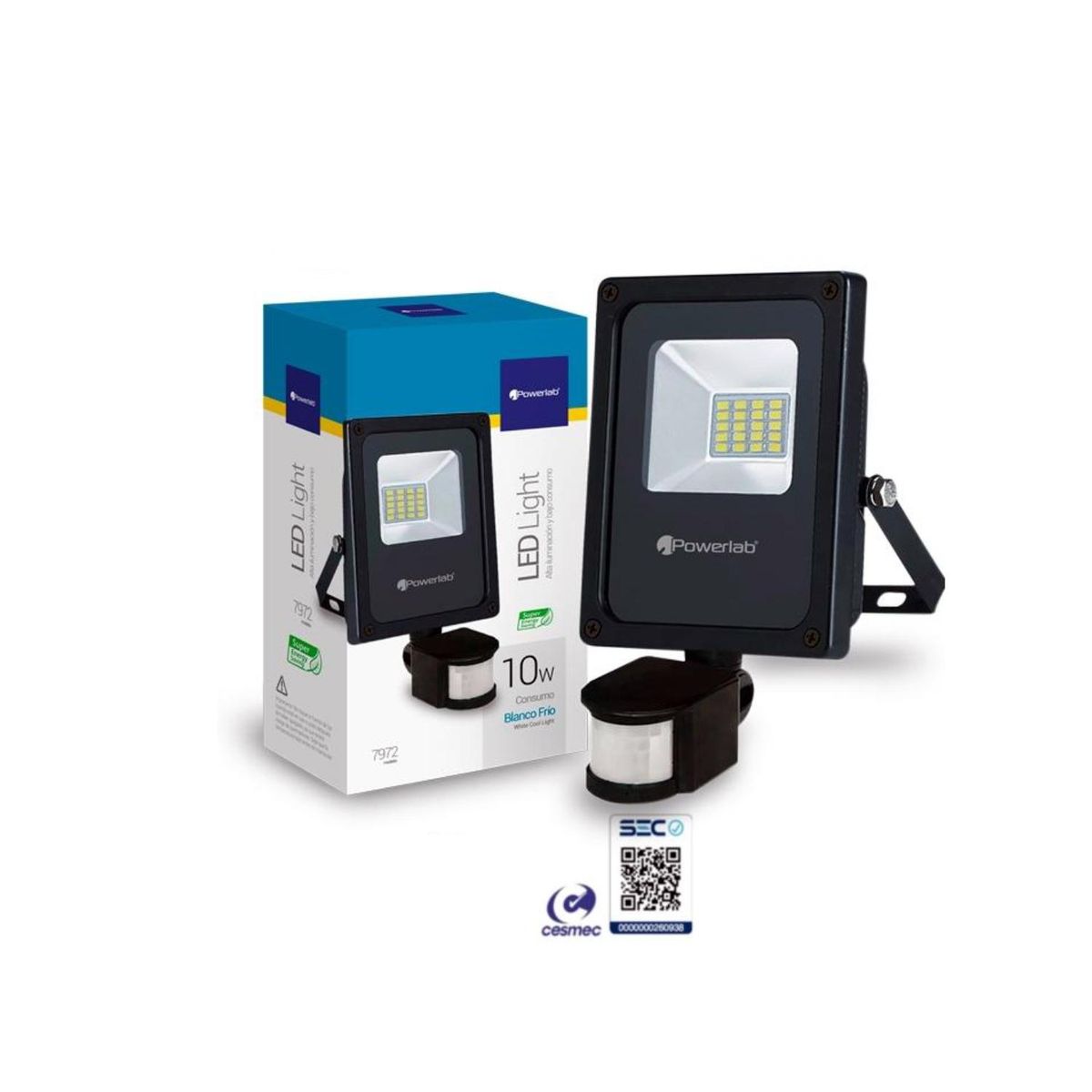 POWERLAB - Foco Reflector Led 10w Sensor Movimiento Blanco Frio - SC