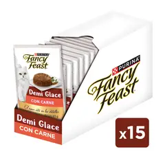 FANCY FEAST - Pack x 15 Alimento húmedo Demi Glace Carne 85g