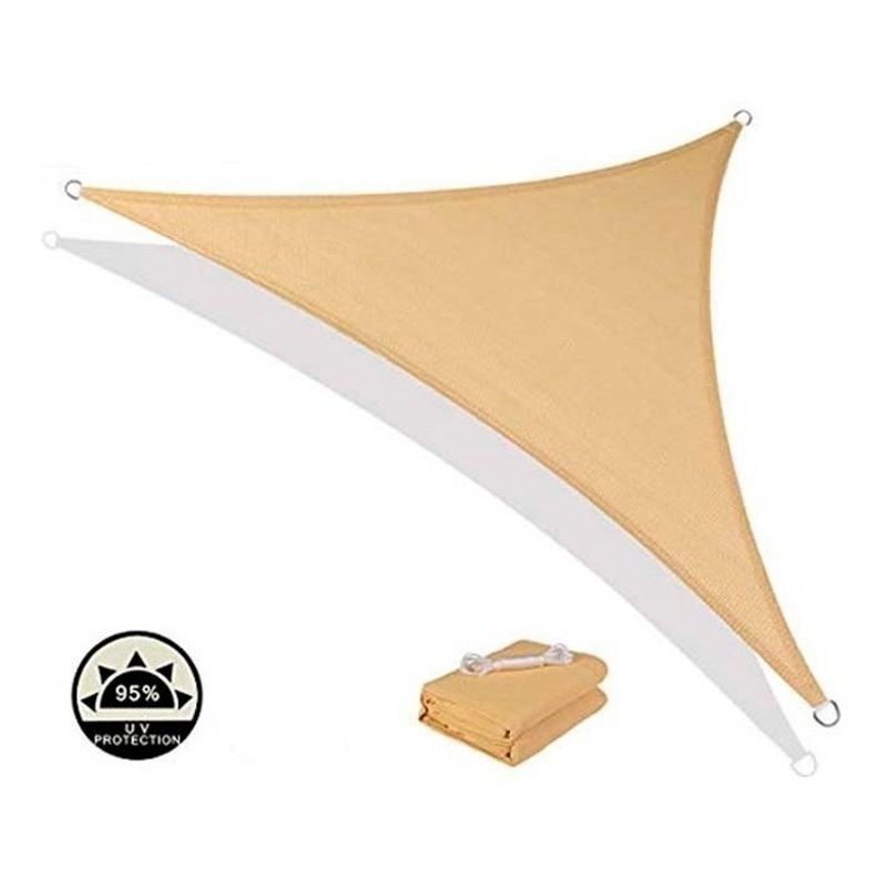 BJ HOGAR - Toldo Vela Sombra Malla Anti UV Triangular 3x3x3m Beige