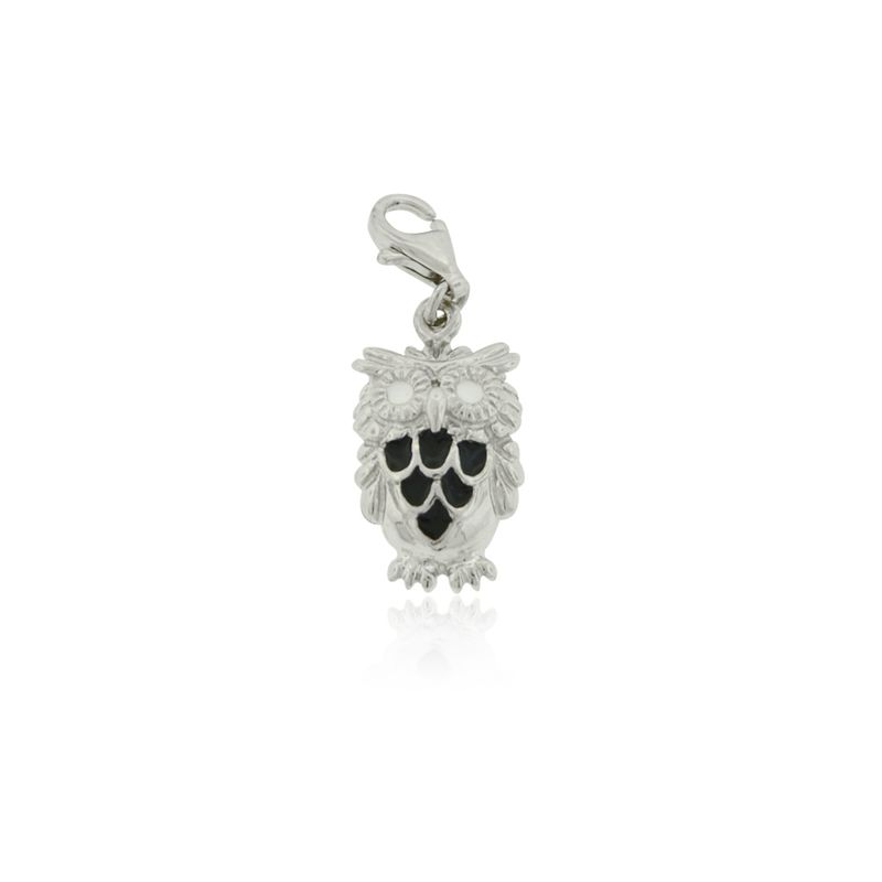 JB JOYAS BARON - Colgante de Plata Esterlina 925 Buho Negro