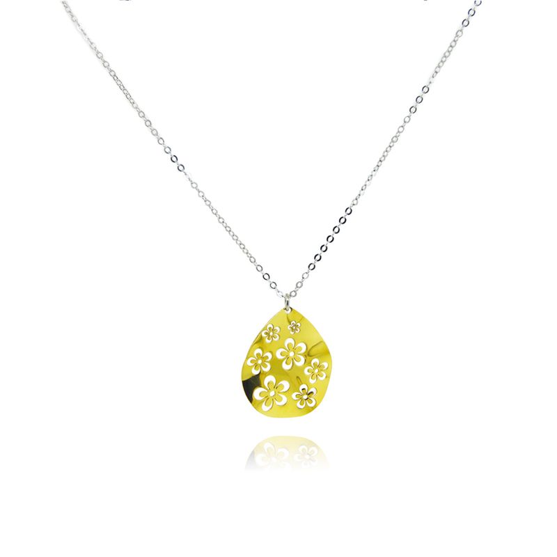 JB JOYAS BARON - Collar de Plata Colgante de Flores Revestido en Oro 18kt