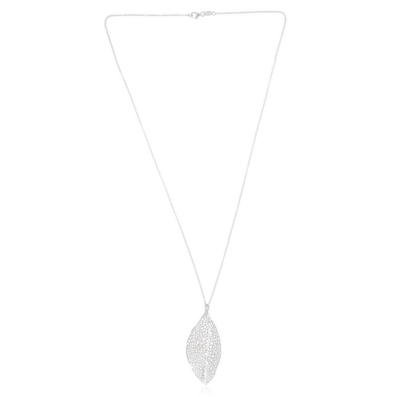 JB JOYAS BARON - Collar de Plata Esterlina 925 Hoja Orificio