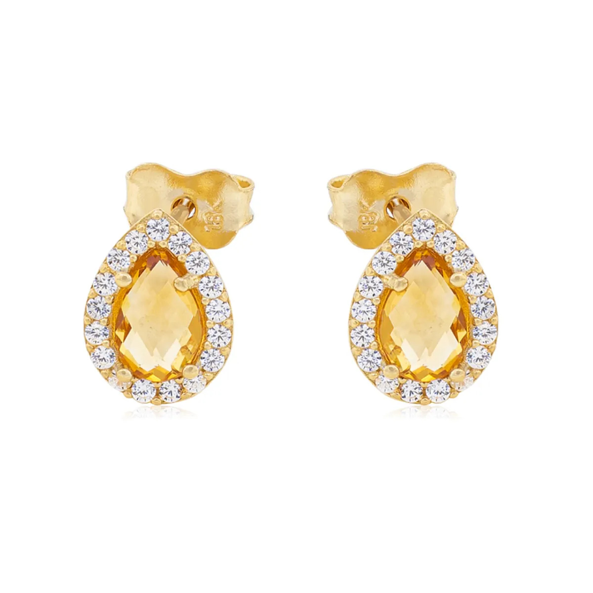 JB JOYAS BARON - Aros de Oro 18kt Gota Circón de Granate