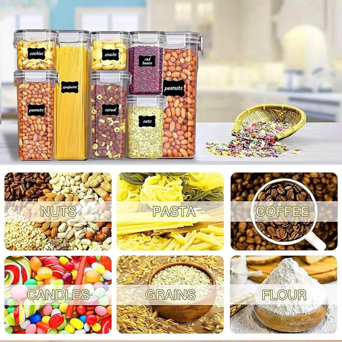 WAKESHOME - Juego Recipientes Herméticos Set 24 Piezas Contenedores Organizadores