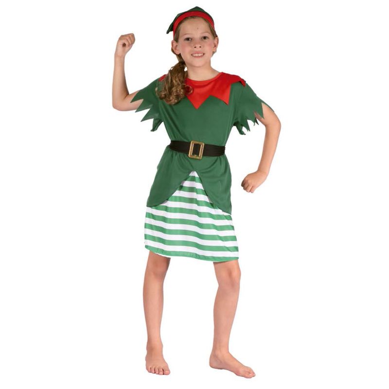 TODODISFRACESCHILE - Disfraz Duende Navidad NIÑA Talla 7 a 10 años
