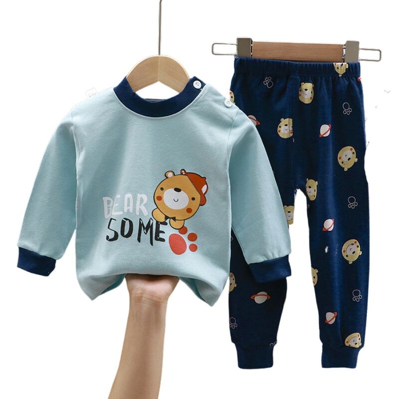 KIVARA - Pijama Niño Infantil Manga Larga Algodon Lyon - Celeste