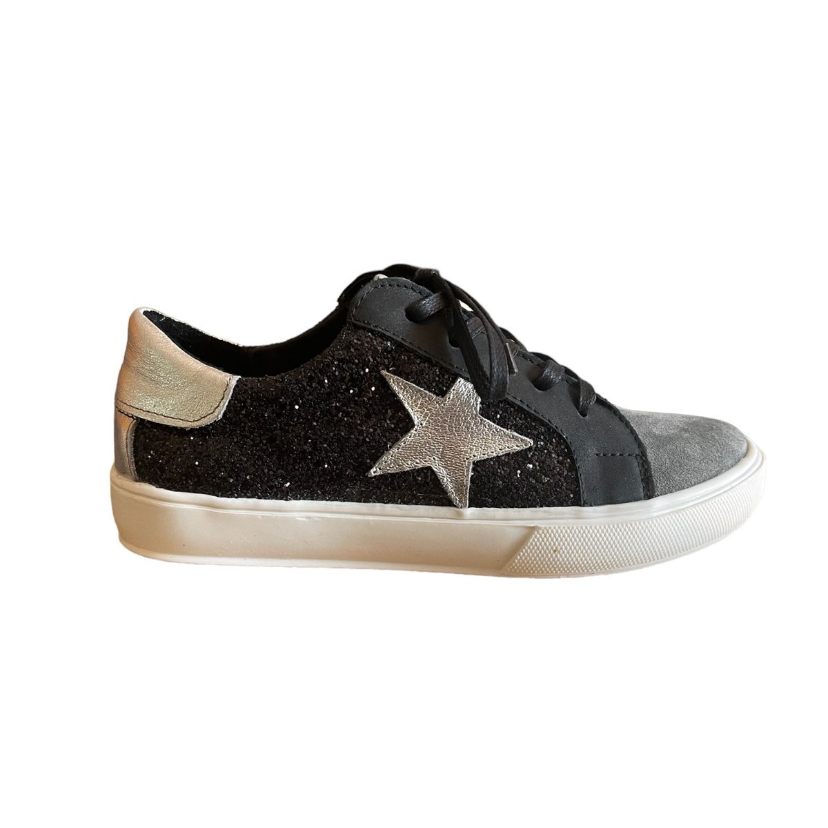 MILAH - Zapatilla de cuero Milah Elisa Negro Plata
