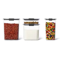 RUBBERMAID - Set 4 Contenedores Brilliance 760 ml, 1.5 L, 2.8 L y 3.7 L