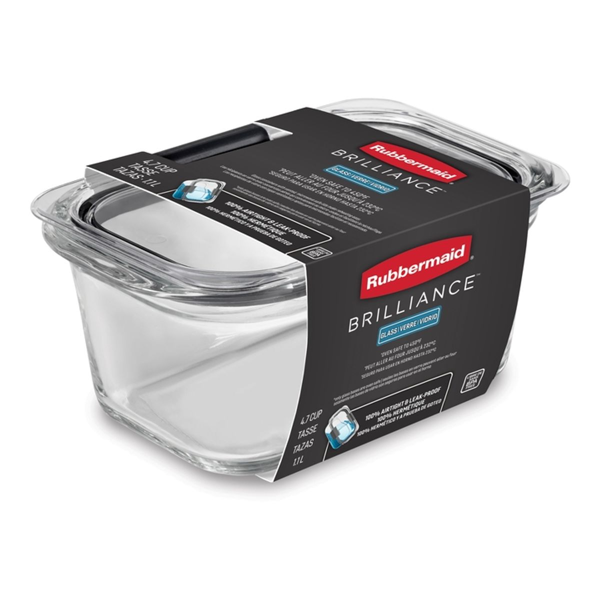 RUBBERMAID - Contenedor Hermético De Vidrio Rubbermaid Brilliance de 1.1 Lt