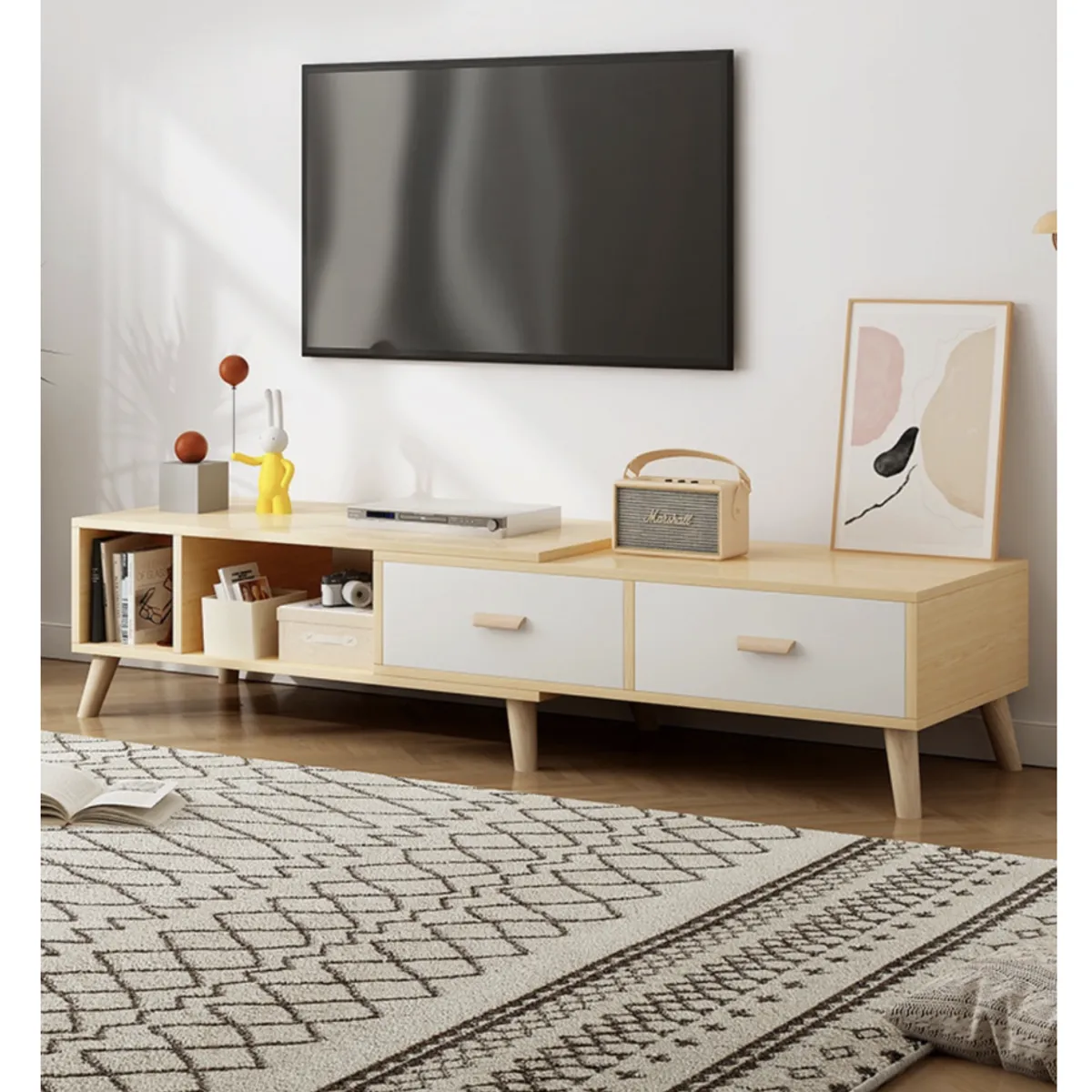 HOMER DESIGN - Rack Tv Ancho Extendible 120-198cm 2 Tiras Vanguardia Homer