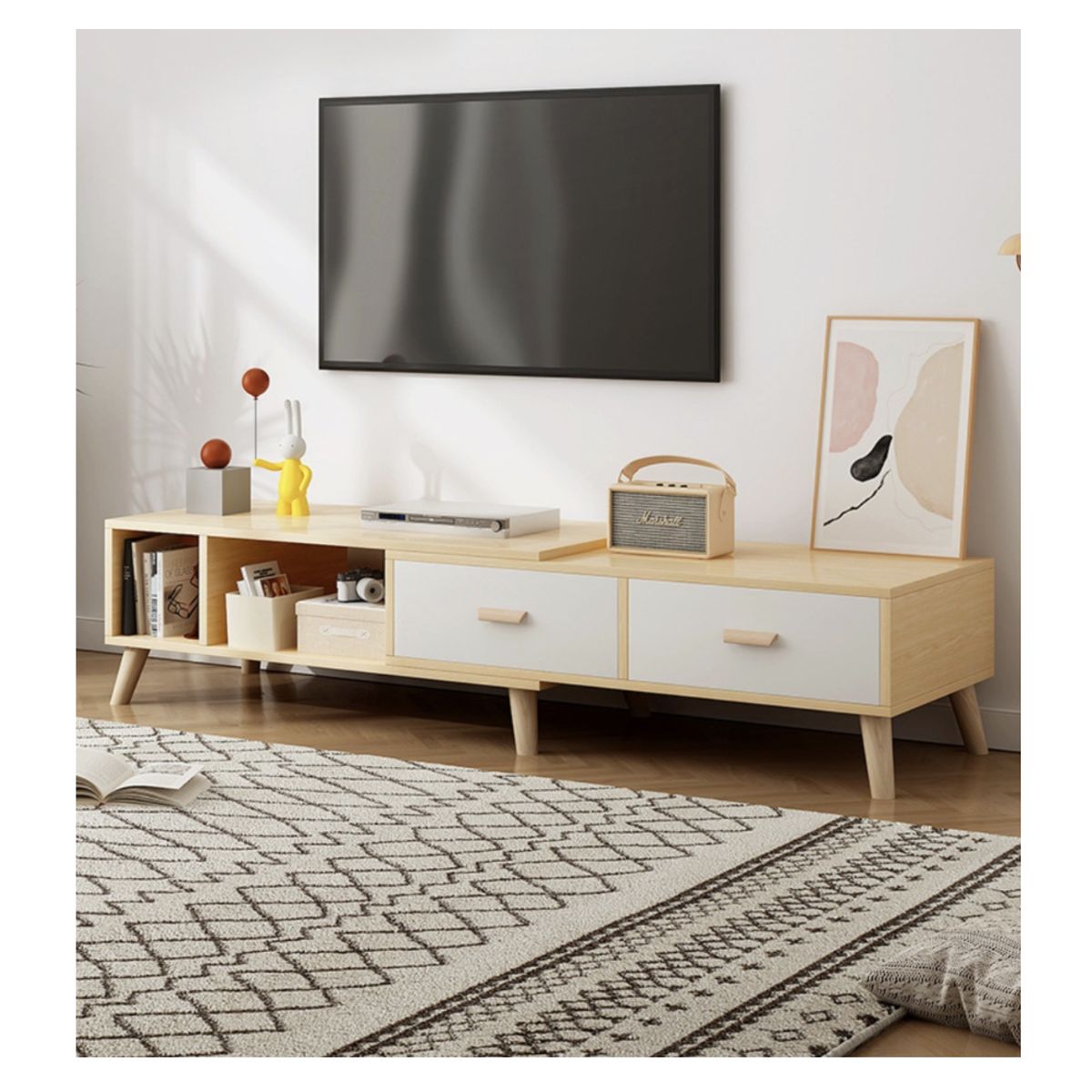 HOMER DESIGN - Rack Tv Ancho Extendible 120-198cm 2 Tiras Vanguardia Homer