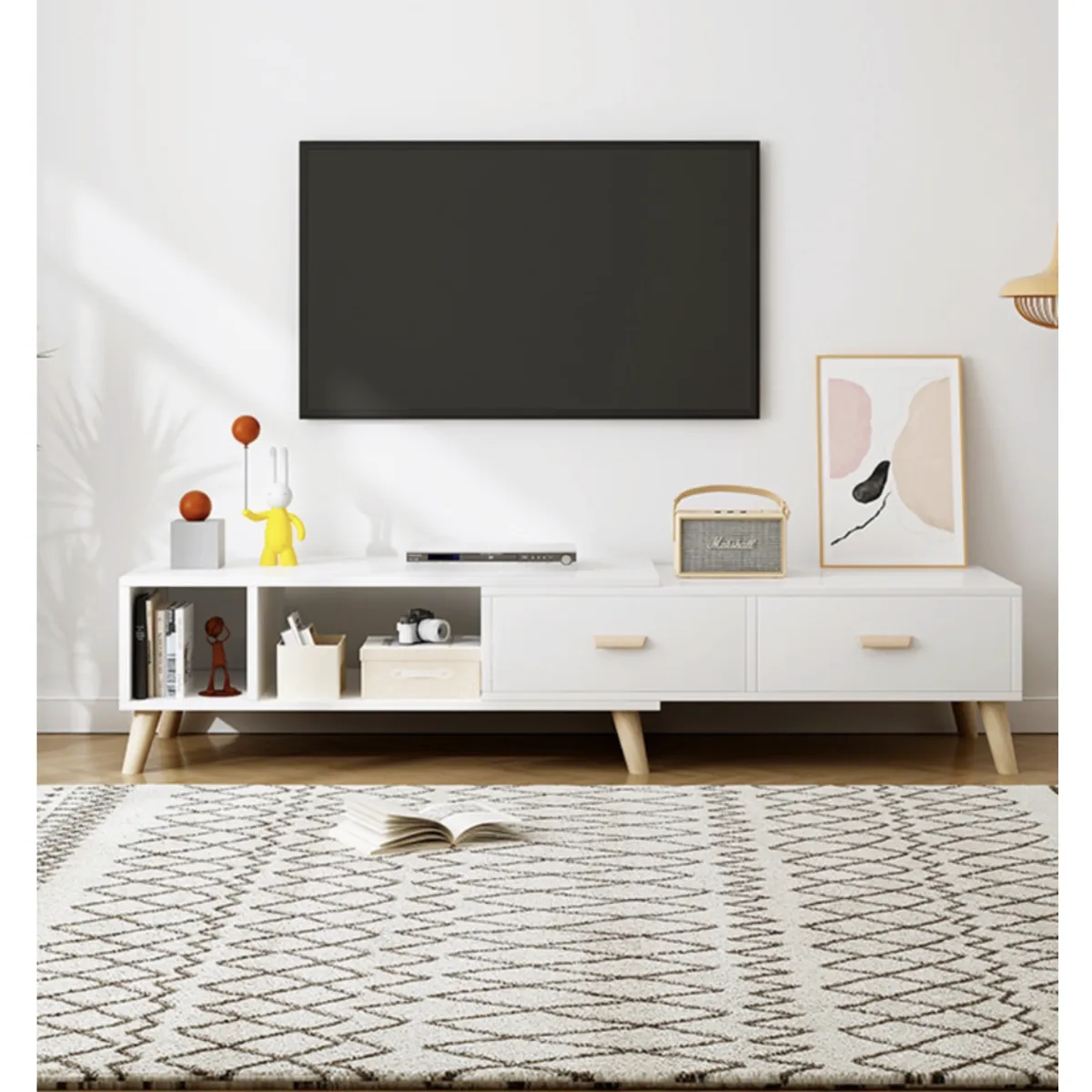 HOMER DESIGN - Rack Tv Ancho Extendible 120-198cm 2 Tiras Vanguardia Homer