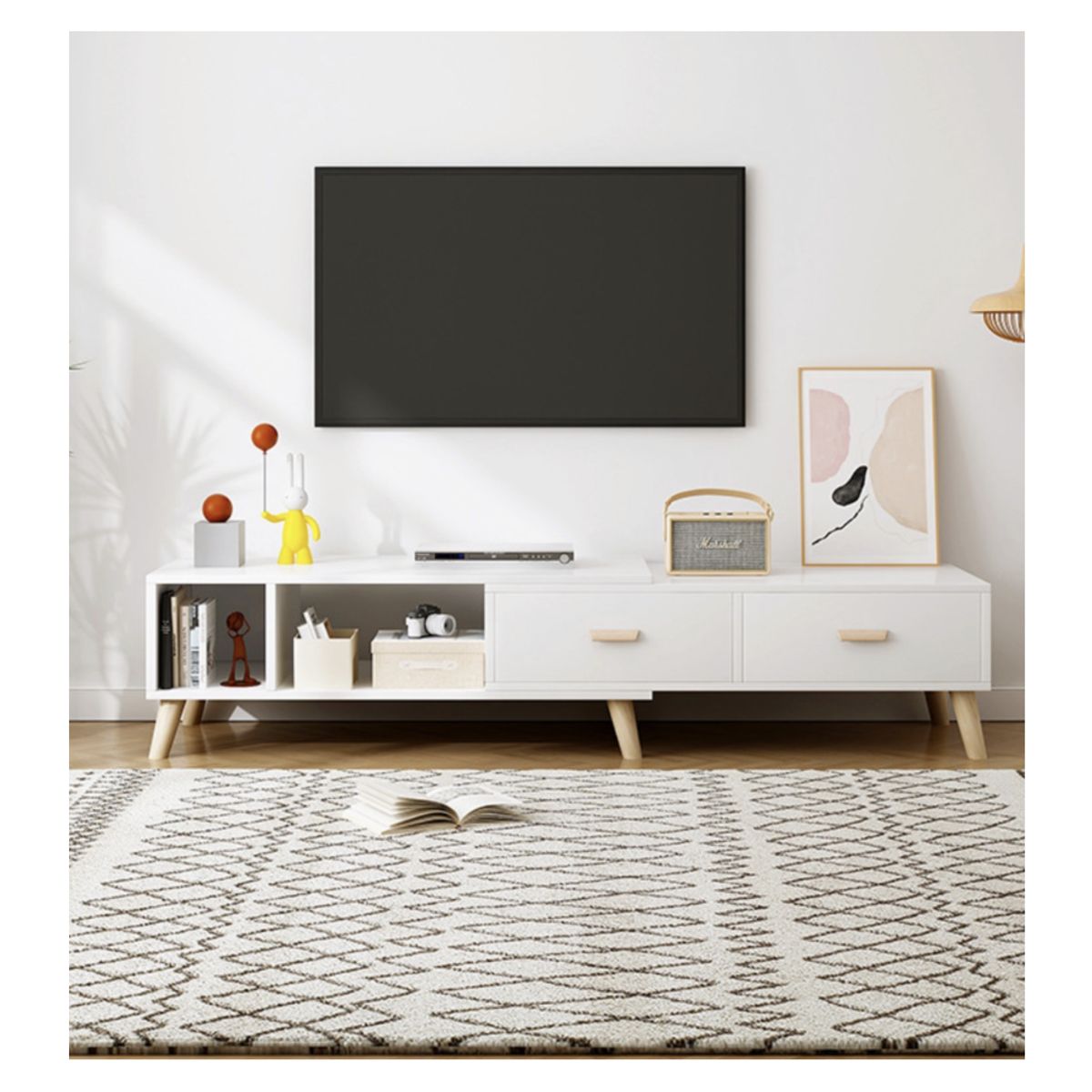 HOMER DESIGN - Rack Tv Ancho Extendible 120-198cm 2 Tiras Vanguardia Homer