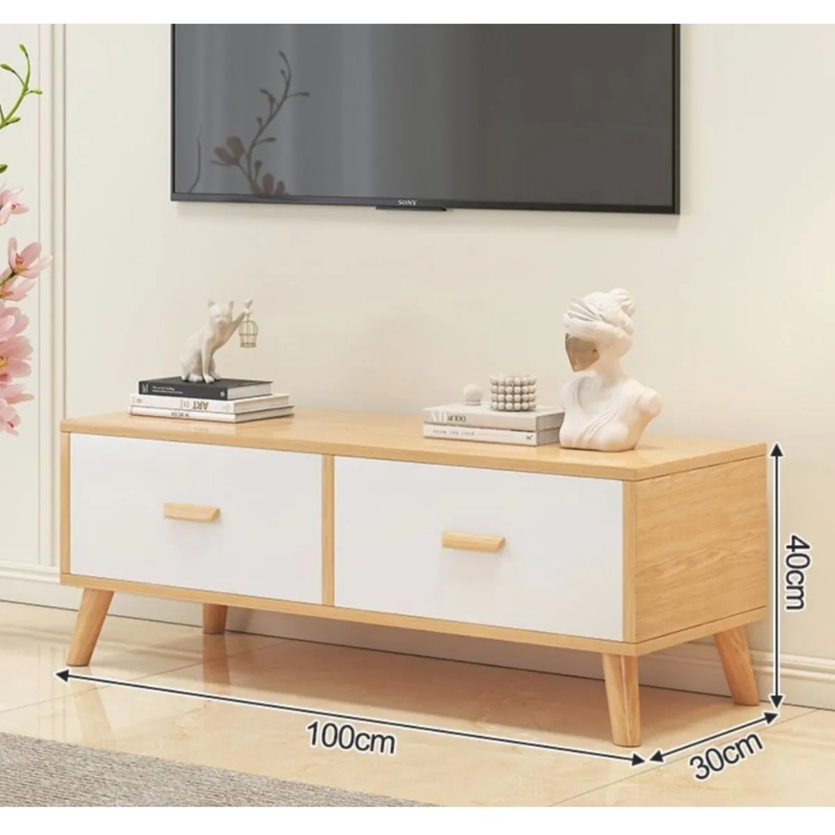 HOMER DESIGN - Rack Tv 100x30x40cm 2 Tiras Hecho Por Melamina Homer Design