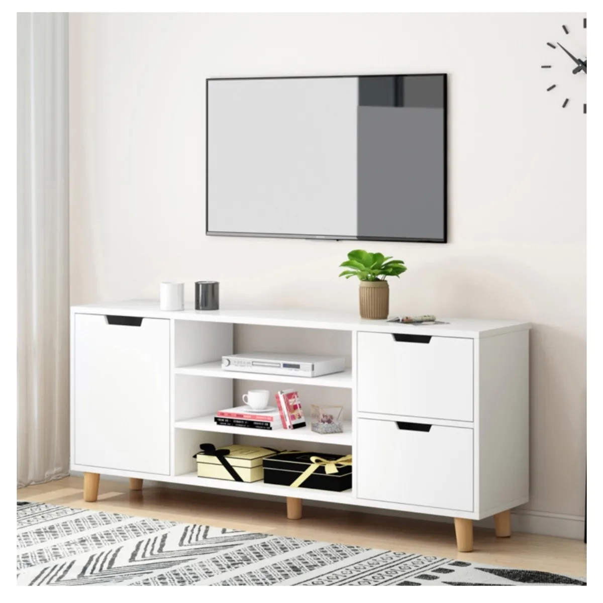 HOMER DESIGN - Rack Tv 120x30x55cm 2 Tiras 1 Puerta Melamina Homer Design
