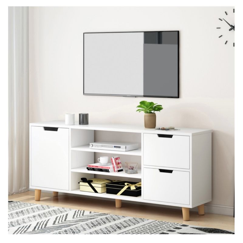 HOMER DESIGN - Rack Tv 120x30x55cm 2 Tiras 1 Puerta Melamina Homer Design