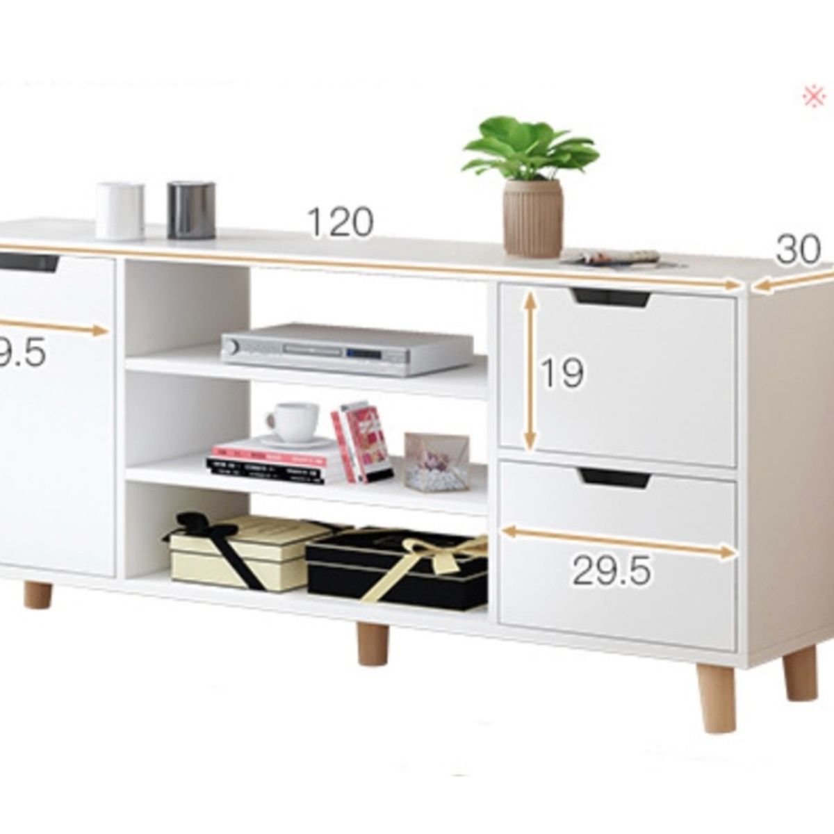 HOMER DESIGN - Rack Tv 120x30x55cm 2 Tiras 1 Puerta Melamina Homer Design