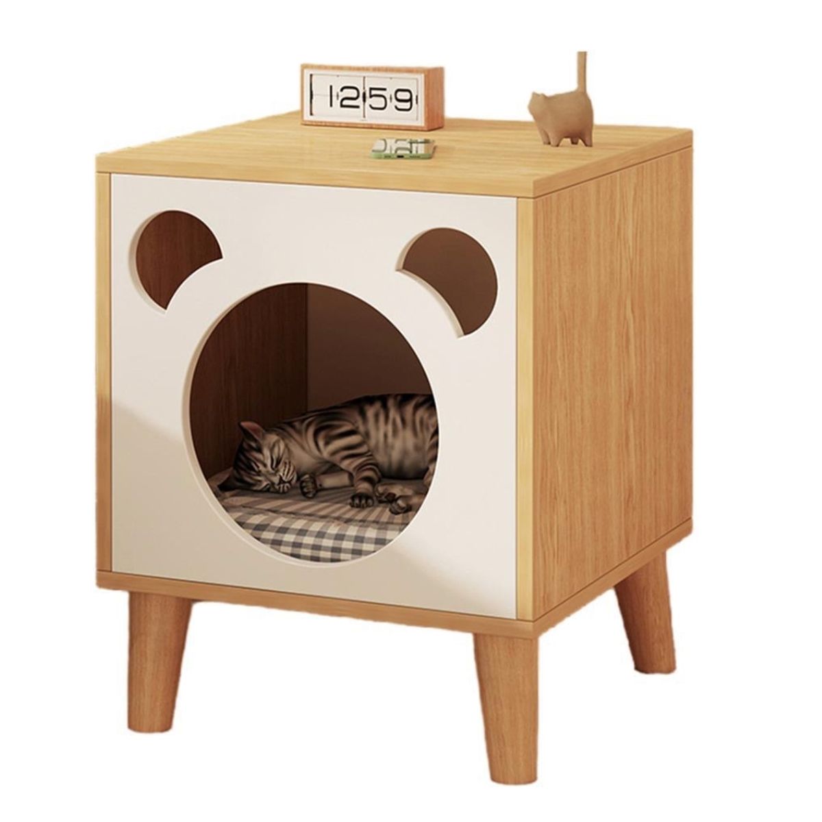 HOMER DESIGN - Velador Con Cama Para Mascota casa perro gato 45x40x60cm