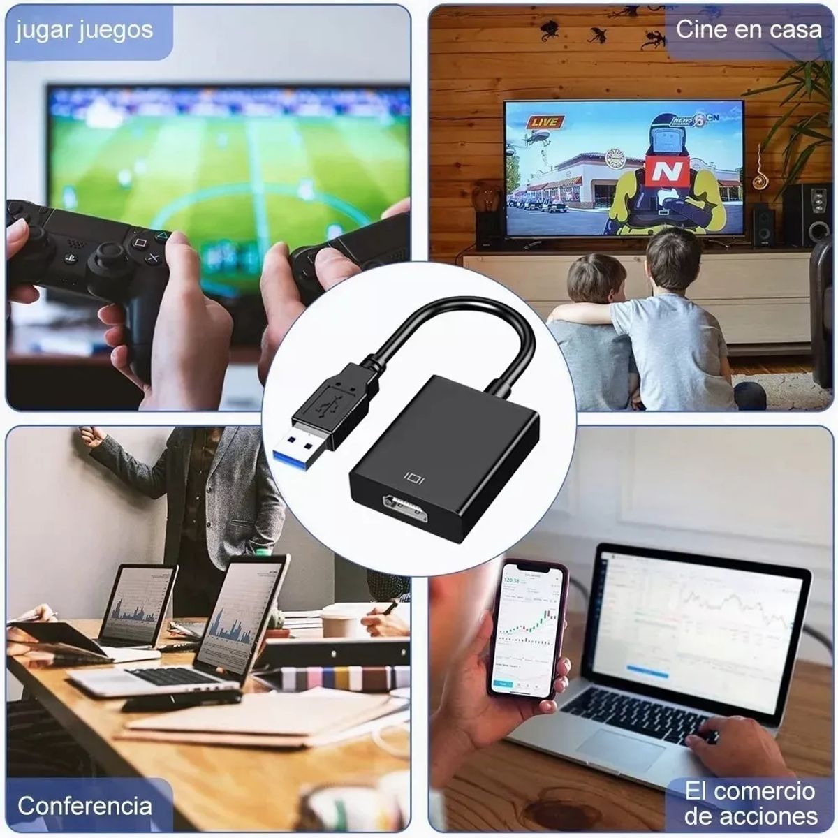 KUANGYE - Convertidor Adaptador Usb 3.0 A Hdmi Vorago Full Hd