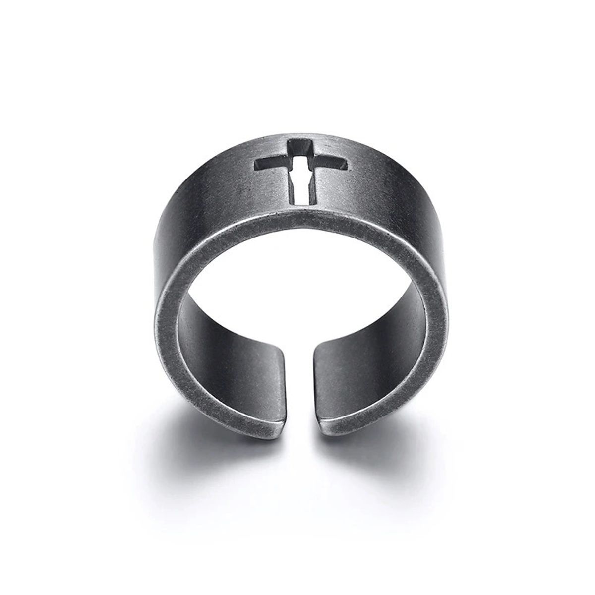 MERCADO CBF - Anillo De Cruz Hombre Acero Inoxidable Plateado Ajustable