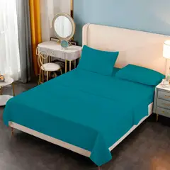 GENERICO - Sabanas Premium 100% Algodón 1.5 Plazas - Turquesa Flores