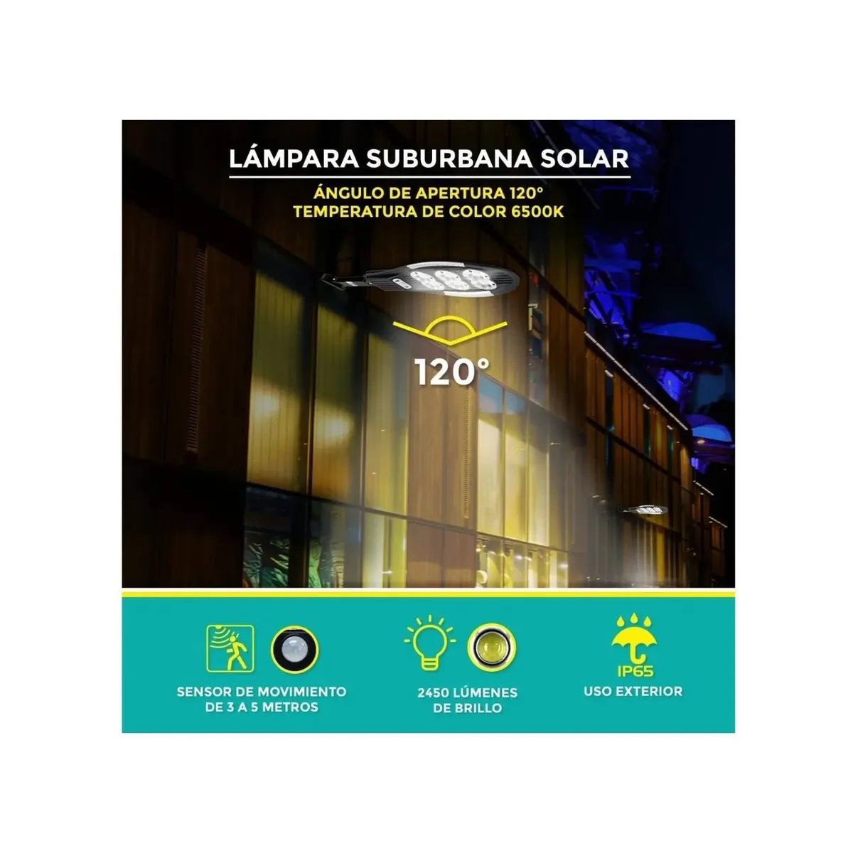 GENERICO - Foco Lampara Led Solar 35 W Sensor De Movimiento Exteriores