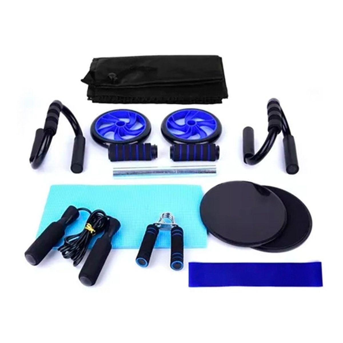 GENERICO - Rueda Abdominal - Push Up Deslizador - Banda Elástica 10 Pcs