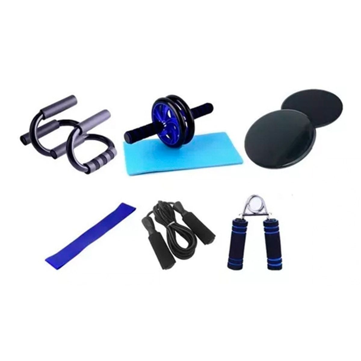 GENERICO - Rueda Abdominal - Push Up Deslizador - Banda Elástica 10 Pcs