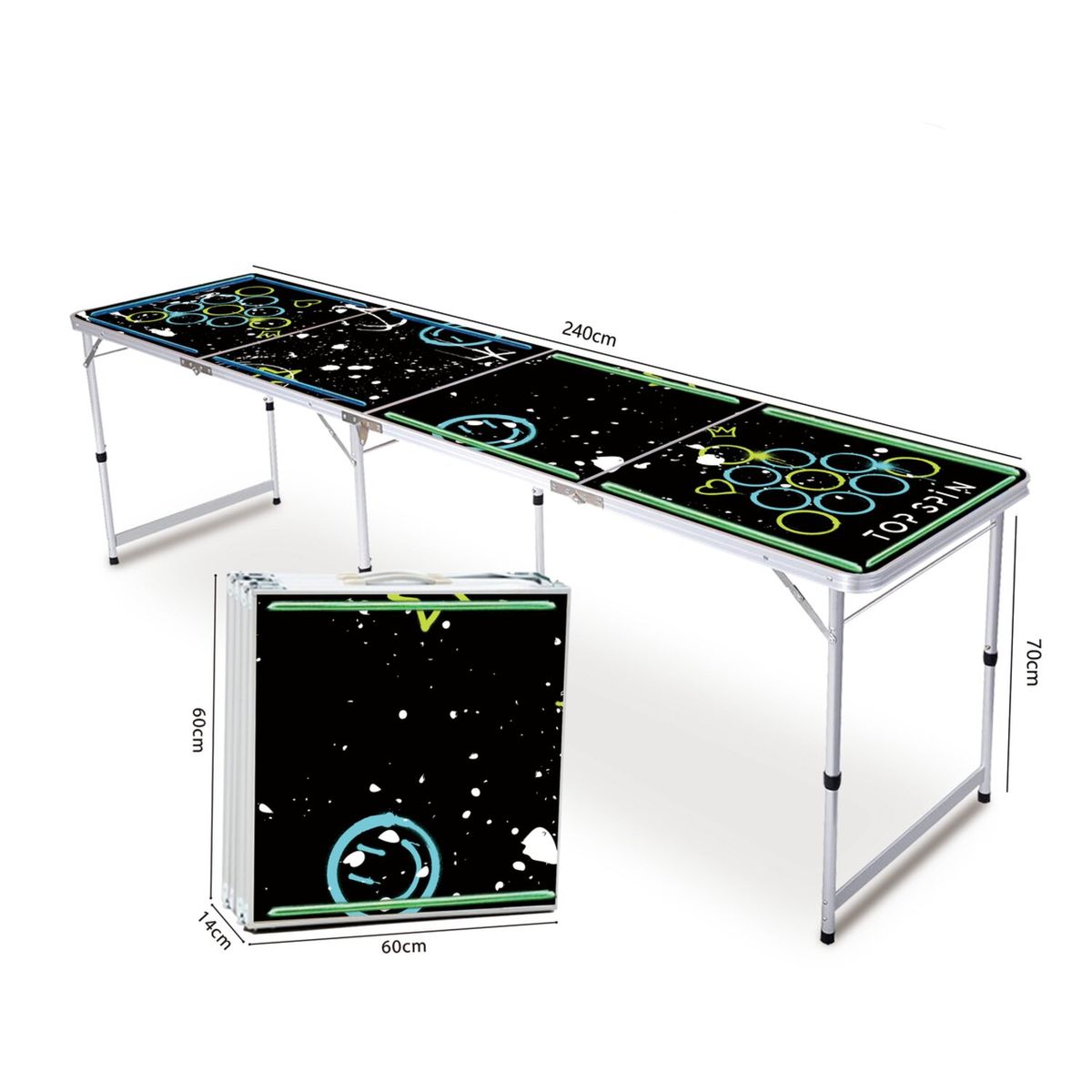 TOP SPIN - MESA BEERPONG NEON CON LUCES LED