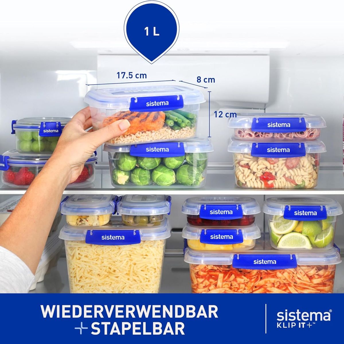 SISTEMA - Set de 3 Contenedores Herméticos- Capacidad 1 Lts.- Fabricado en Nueva Zelandia