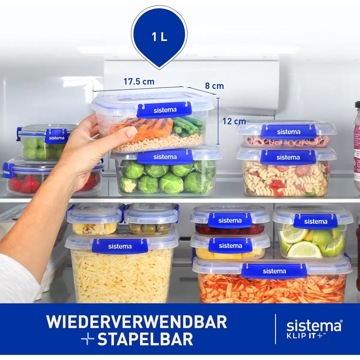 SISTEMA - Set de 3 Contenedores Herméticos- Capacidad 1 Lts.- Fabricado en Nueva Zelandia