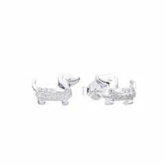 ANDREA COGGIOLA JOYAS - Aros Perro Salchicha Mini Circón Plata Fina 925