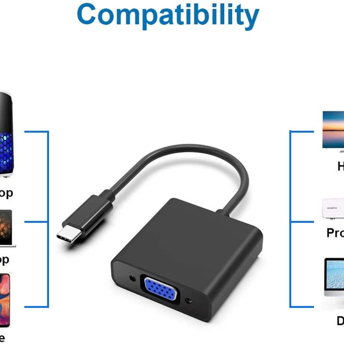 GENERICO - Adaptador Conversor Usb Tipo C A Vga Compatible Con Mac