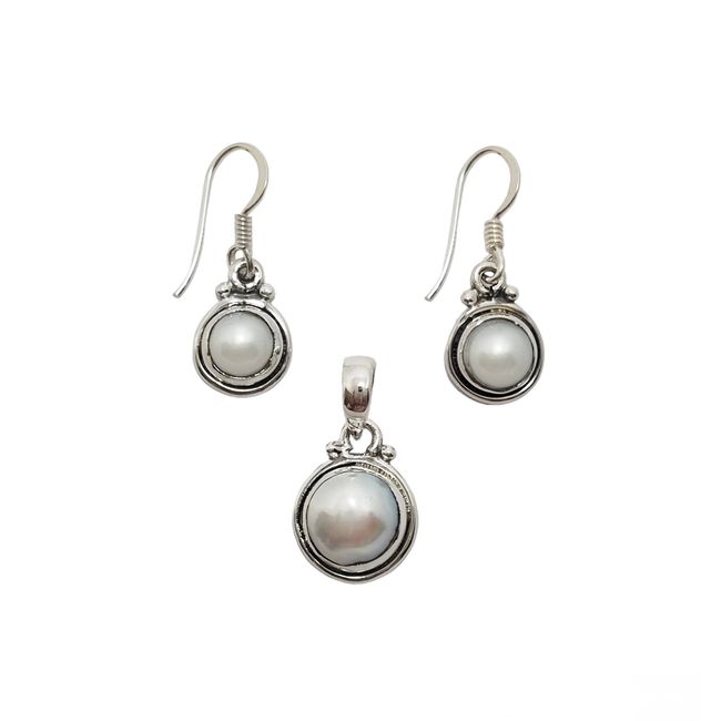 ANDREA COGGIOLA JOYAS - Set Perla de Río Plata Fina 925