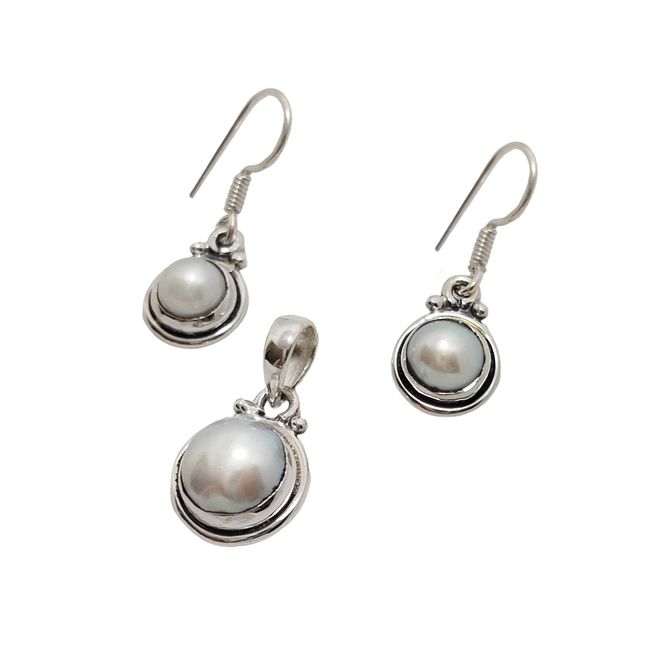 ANDREA COGGIOLA JOYAS - Set Perla de Río Plata Fina 925