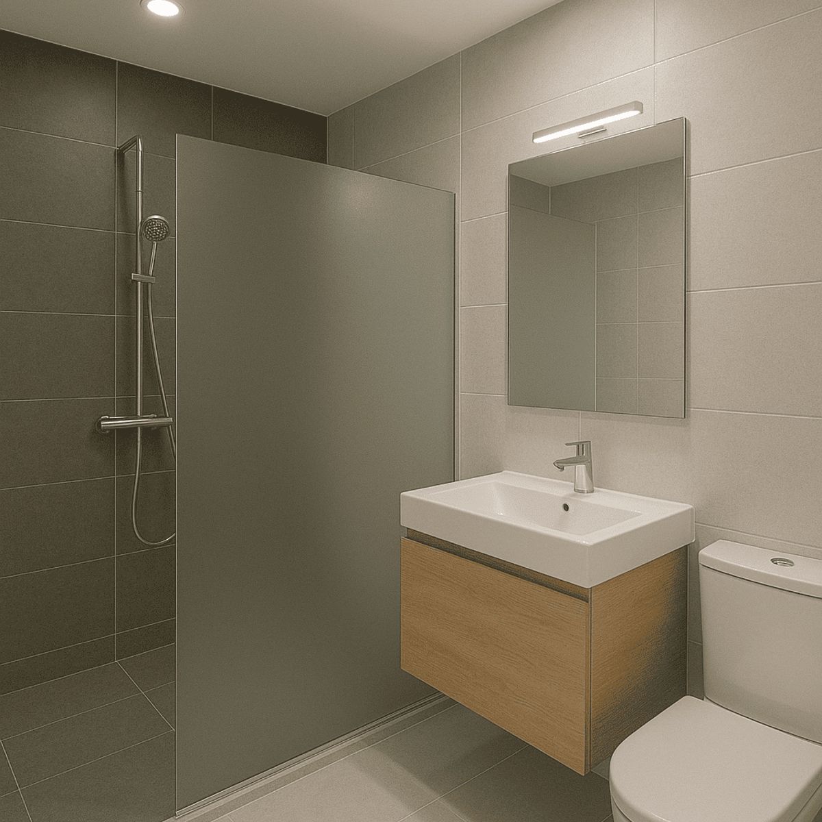 WINKO - Shower door fijo empavonado 80 x 190 Aluminio