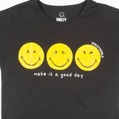 SMILEY - Polera Niña Make It A Good Day Negro