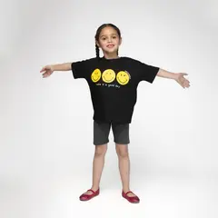 SMILEY - Polera Niña Make It A Good Day Negro