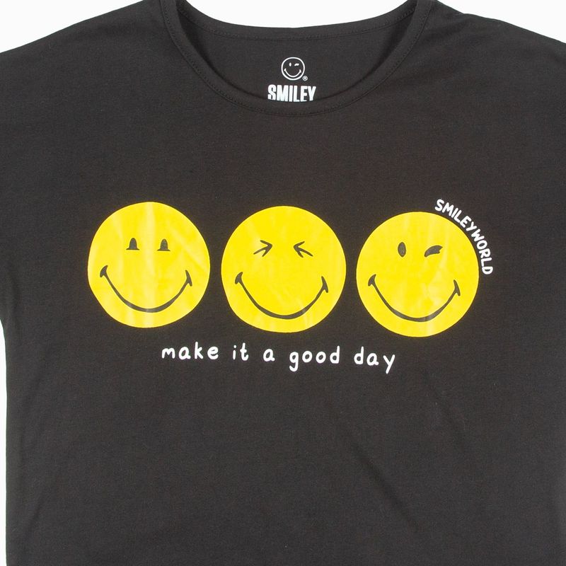SMILEY - Polera Niña Make It A Good Day Negro Smiley