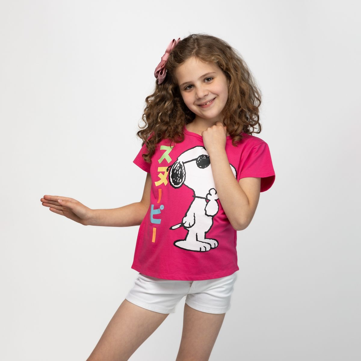 SNOOPY - Polera Niña Letras Rosa Snoopy