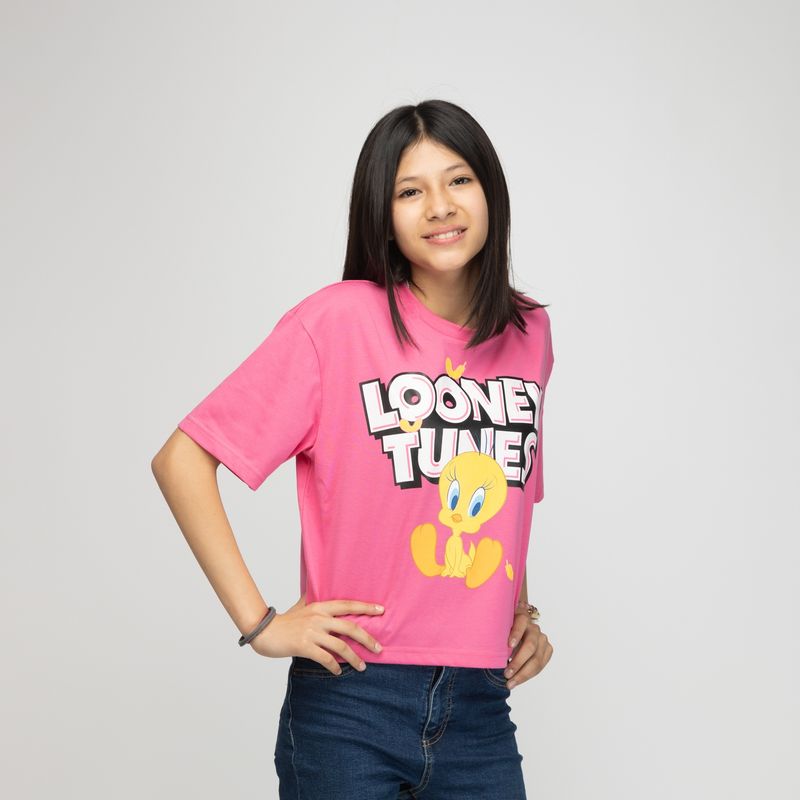 WARNER BROS - Polera Niña Piolin Plumas Rosa Looney Tunes