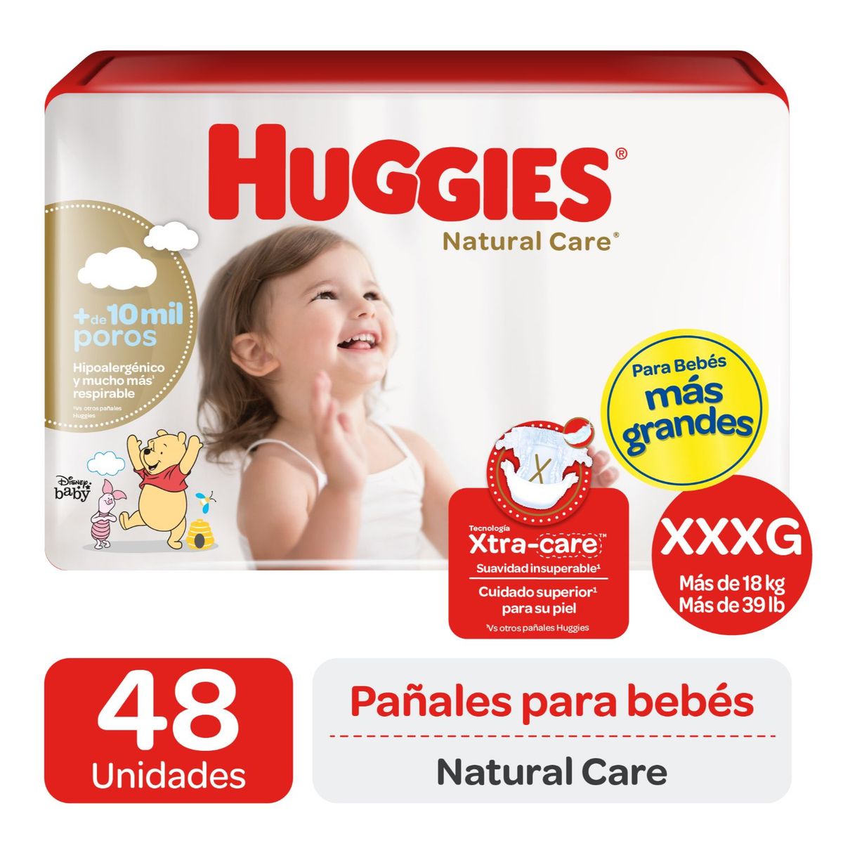 HUGGIES - Pañales Huggies Natural Care - Talla XXXG 48 un-