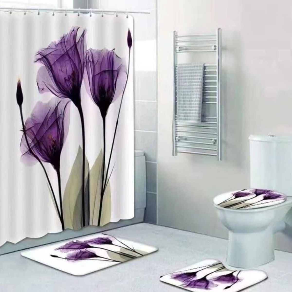GENERICO - Set de baño cuatro piezas cortina de baño 180 x 180 cm